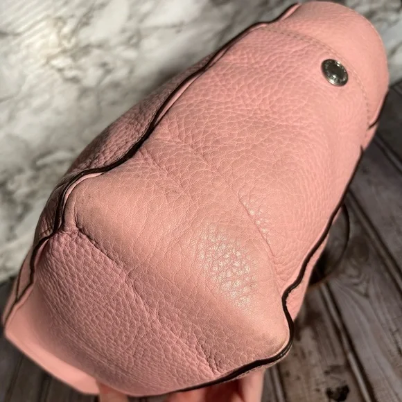 Coach Pink and Brown Leather Tote Bag Purse Double Handles - Picture 8 of 14